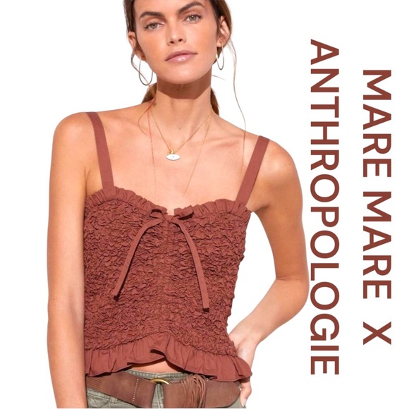 Anthropologie Tops - MARE MARE X ANTHROPOLOGIE Textured Smocked Ruffle Tank, Size M.